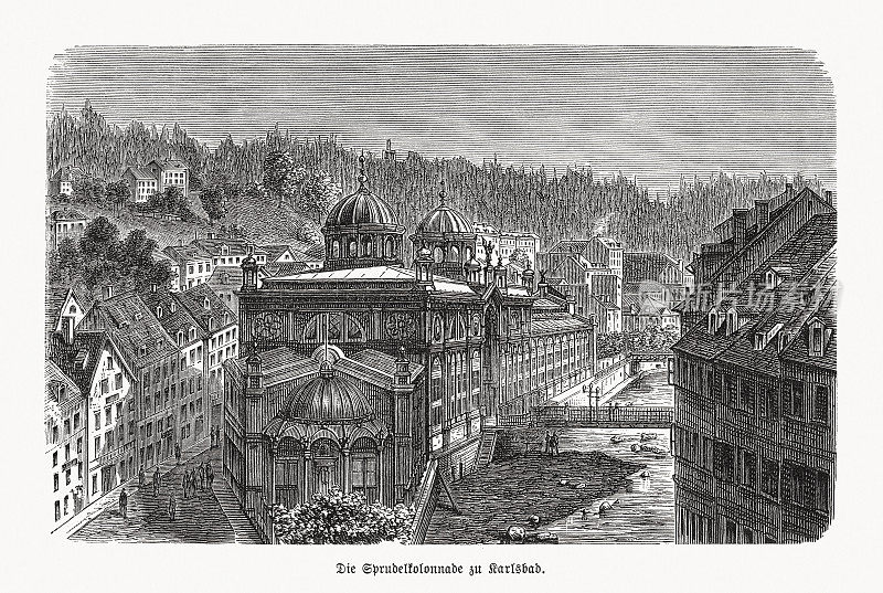 卡罗维・法利(Karlovy Vary, Karlsbad)，捷克共和国，木刻，1893年出版